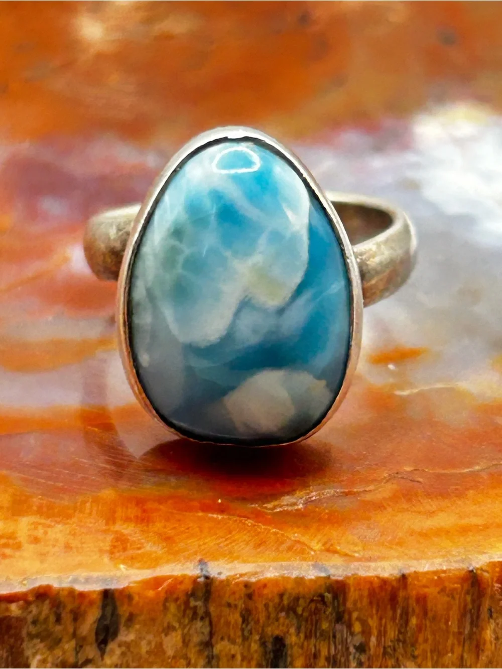 Sterling Silver Larimar Ring - Size 6.5